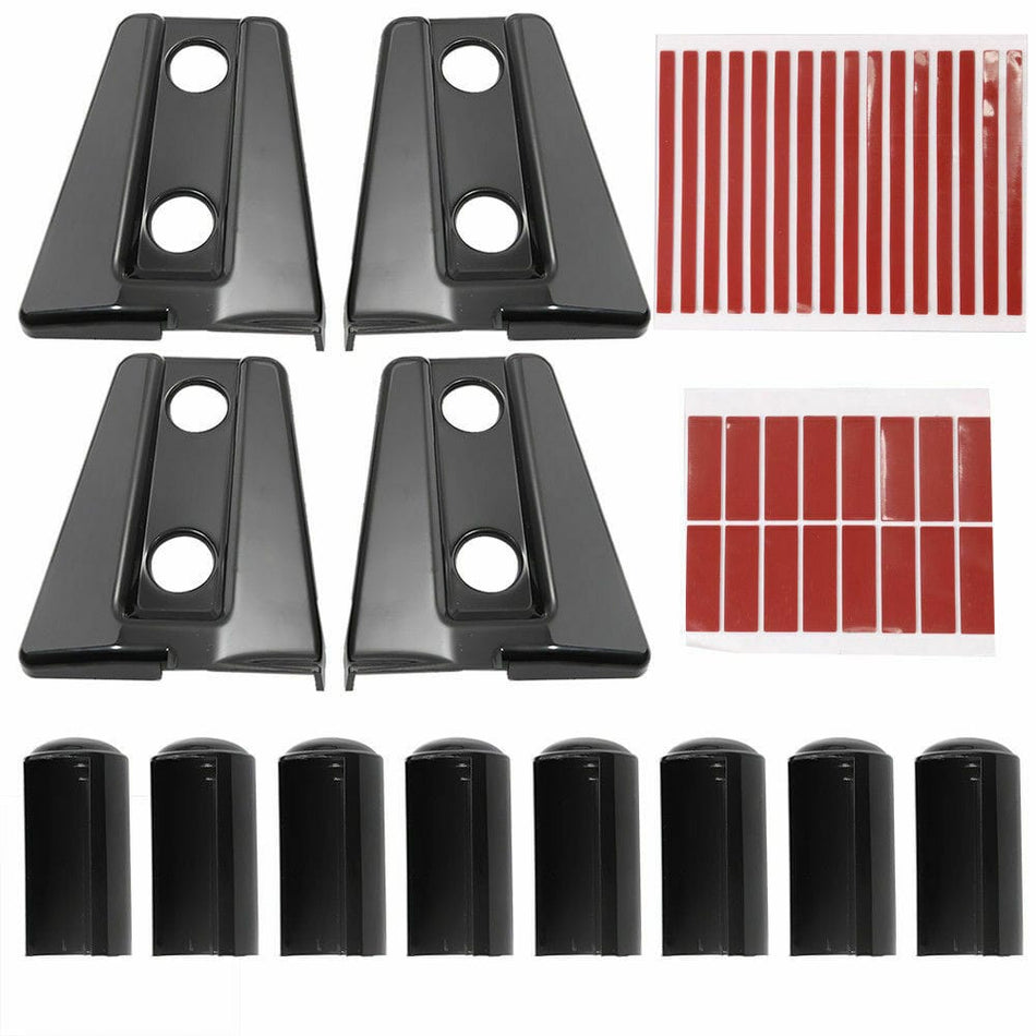 8Pcs ABS Black Door Hinge Covers Trim For 2007-2017 Jeep Wrangler JK JKU 4D