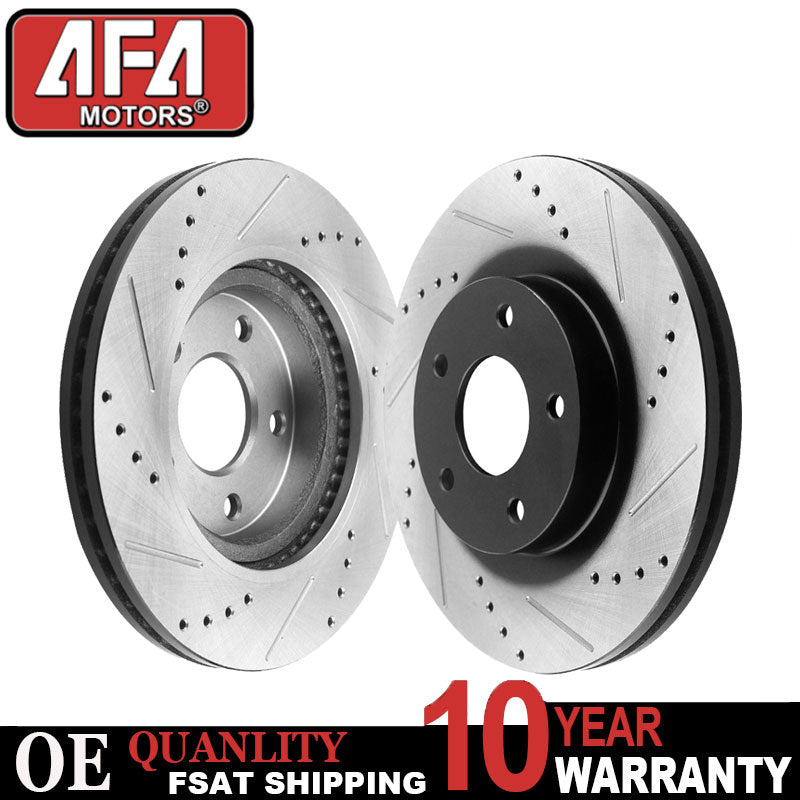 Rear Drilled Slotted Disc Brake Rotors 31318 Set For Honda Pilot Acura MDX 5 Lug