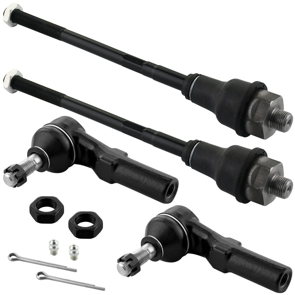 Front Tie Rod End Link 2 Inner + 2 Outer Kits Fits for Chevy Avalanche 1500 2500 Silverado 1500 HD 2500 HD 2500 3500 HD 3500 Suburban 2500, GMC Sierra 1500HD 2500 2500HD 3500 3500HD Yukon XL