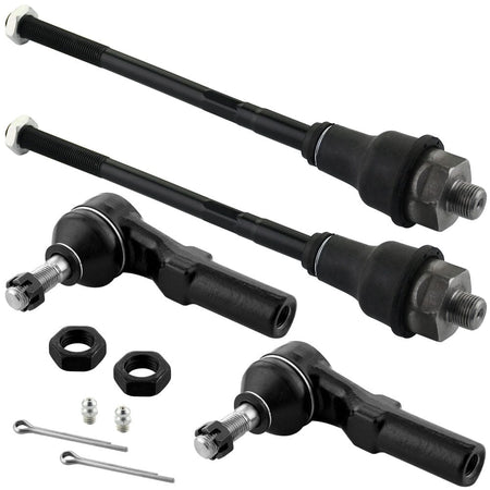 Front Tie Rod End Link 2 Inner + 2 Outer Kits Fits for Chevy Avalanche 1500 2500 Silverado 1500 HD 2500 HD 2500 3500 HD 3500 Suburban 2500, GMC Sierra 1500HD 2500 2500HD 3500 3500HD Yukon XL