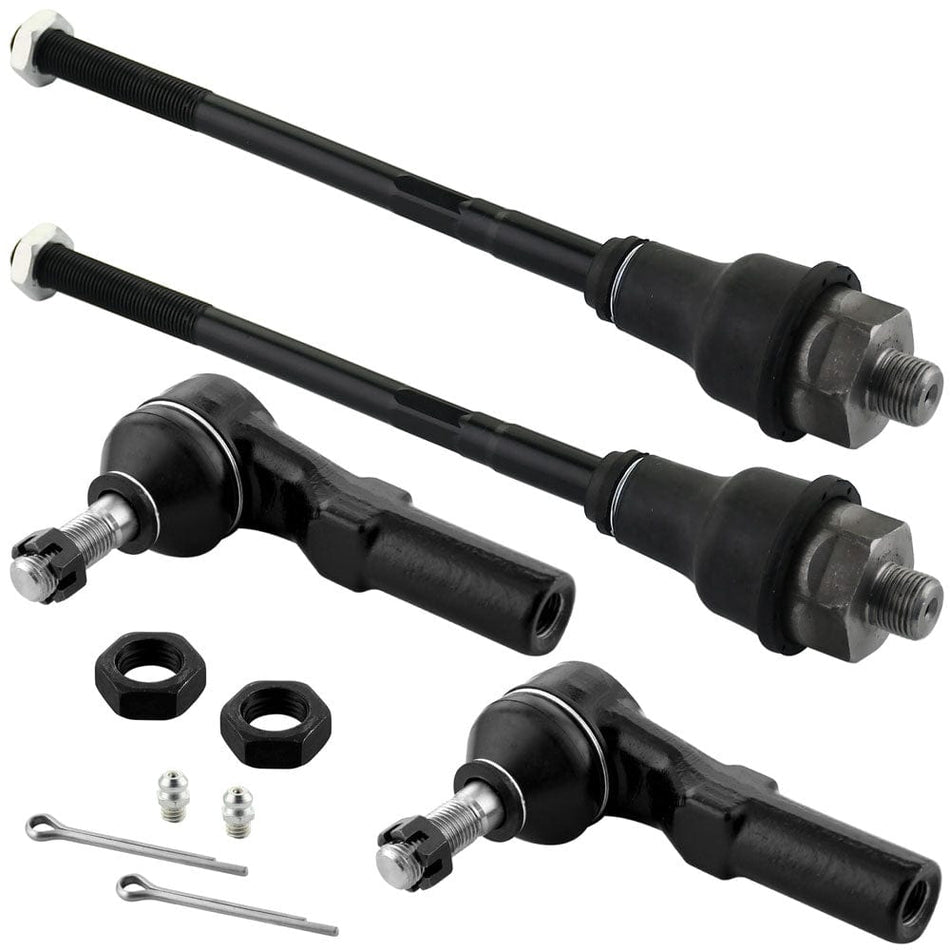 Front Tie Rod End Link 2 Inner + 2 Outer Kits Fits for Chevy Avalanche 1500 2500 Silverado 1500 HD 2500 HD 2500 3500 HD 3500 Suburban 2500, GMC Sierra 1500HD 2500 2500HD 3500 3500HD Yukon XL