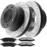 REAR Brake Rotors + Ceramic Brake Pads For Ford F-350 F-250 Super Duty