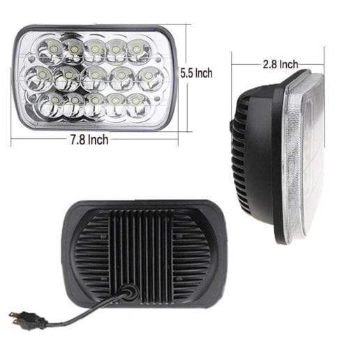 DUAL 7x6 5X7 LED HEADLIGHT LIGHT BULB CRYSTAL SEALED BEAM HEADLAMP 4500LM Pair