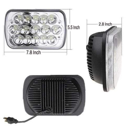 DUAL 7x6 5X7 LED HEADLIGHT LIGHT BULB CRYSTAL SEALED BEAM HEADLAMP 4500LM Pair