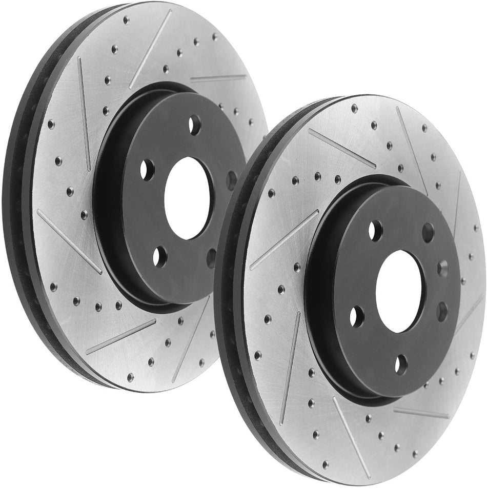 Front Drill Slot Brake Rotors & Ceramic Pads for Chevy Equinox Impala Malibu