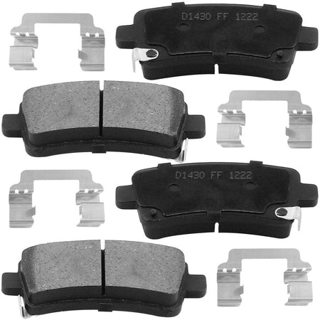 Rear Ceramic Brake Pads w/Hardware Kits Fits for Buick Allure Lacrosse Regal, Cadillac XTS, Chevrolet Impala Malibu Limited, SAAB 9-5 Low Dust Brake Pad-4 Pack