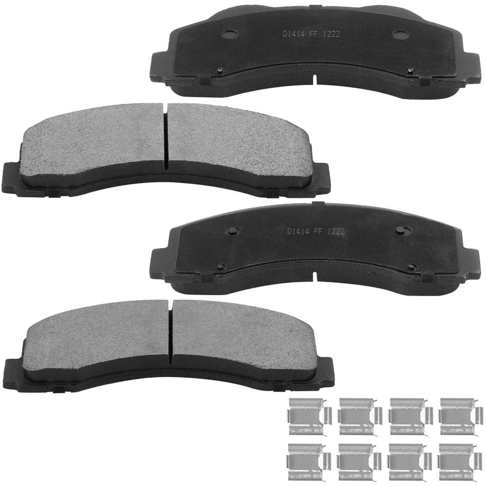 Front Ceramic Brake Pads w/Hardware Kits Fits Ford Expedition 10-18, Ford F-150 10-17, Lincoln Navigator 10-18-Ceramic Low Dust Brake Pad-4 Pack