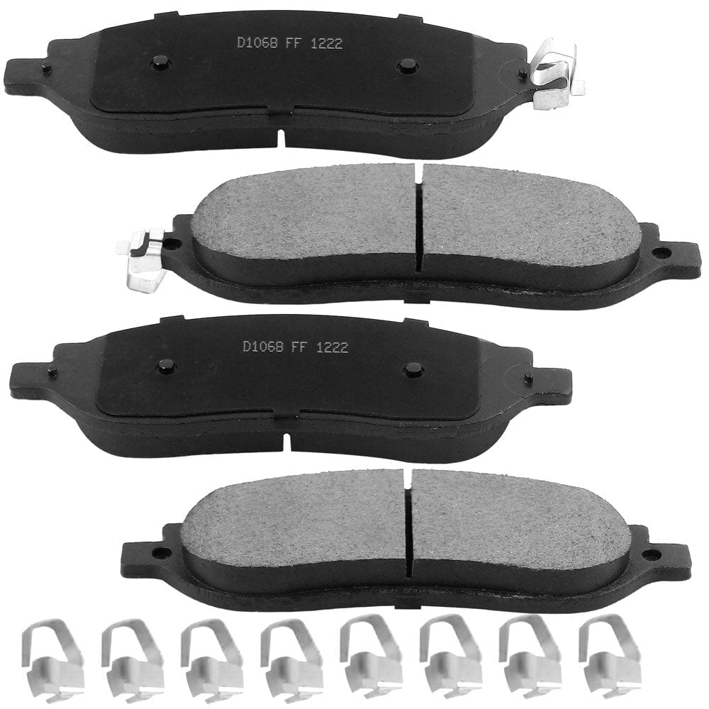 Rear Ceramic Brake Pads w/Hardware Kits Fits for Ford F-250 Super Duty 2005-2007 (All Models),Ford F-350 Super Duty 2005-2008 (SRW)-Low Dust Brake Pad-4 Pack
