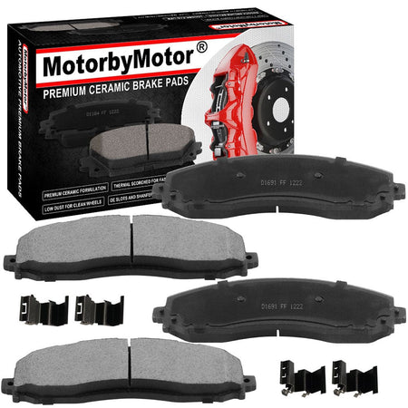 Rear Ceramic Brake Pads w/Hardware Kits Fits forFord F250 F350 F450 Super Duty-Ceramic Low Dust Brake Pad-4 Pack