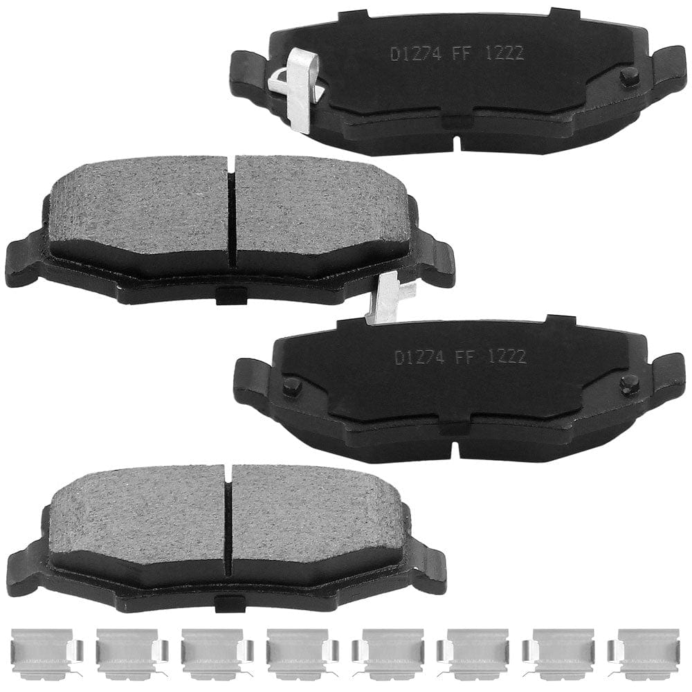 Rear Ceramic Brake Pads w/Hardware Kits Fits for Dodge Nitro, Jeep Liberty Wrangler JK (All Models)-Low Dust Brake Pad-4 Pack