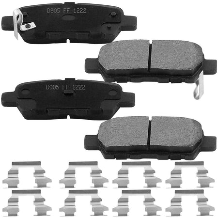 Rear Ceramic Brake Pads w/Hardware Kits Fits for Nissan 350Z 370Z Altima Juke Leaf Maxima Murano Pathfinder Quest Rogue Sentra X-Trail, Suzuki Grand Ceramic Low Dust Brake Pad