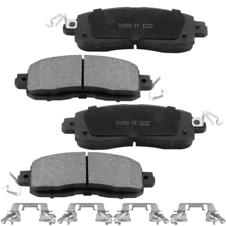 Front Ceramic Brake Pads w/Hardware Kits Fits for Nissan Altima 2013-2020, Nissan Leaf 2014-2017 -Ceramic Low Dust Brake Pad-4 Pack