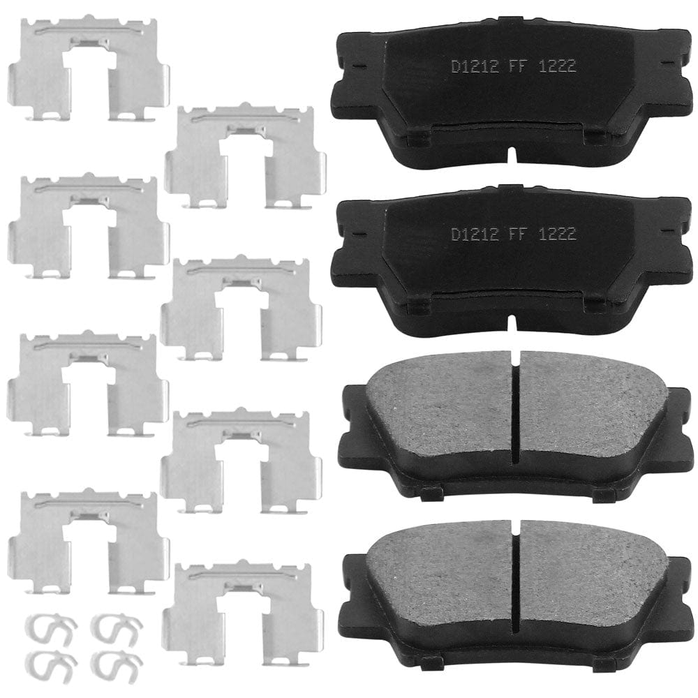 Rear Ceramic Brake Pads w/Hardware Kits Fits for Lexus ES300h ES350 HS250h, Pontiac Vibe, Toyota Camry Matrix RAV4-Low Dust Brake Pad-4 Pack