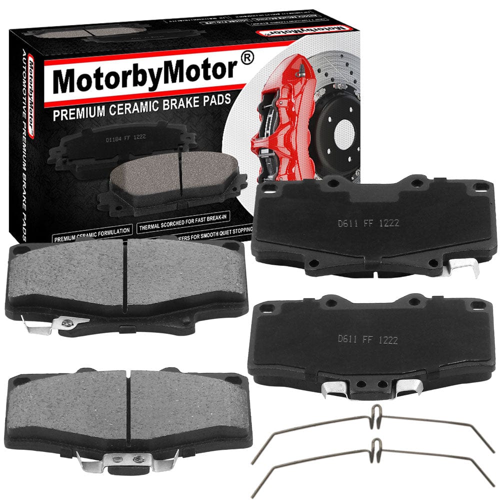 Front Ceramic Brake Pads w/Hardware Kits Fits for Toyota 4Runner 1996-2002, Toyota Tacoma 1995-1998 Ceramic Low Dust Brake Pad-4 Pack