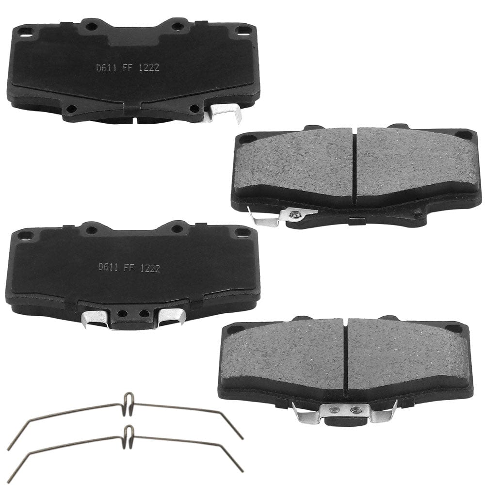 Front Ceramic Brake Pads w/Hardware Kits Fits for Toyota 4Runner 1996-2002, Toyota Tacoma 1995-1998 Ceramic Low Dust Brake Pad-4 Pack