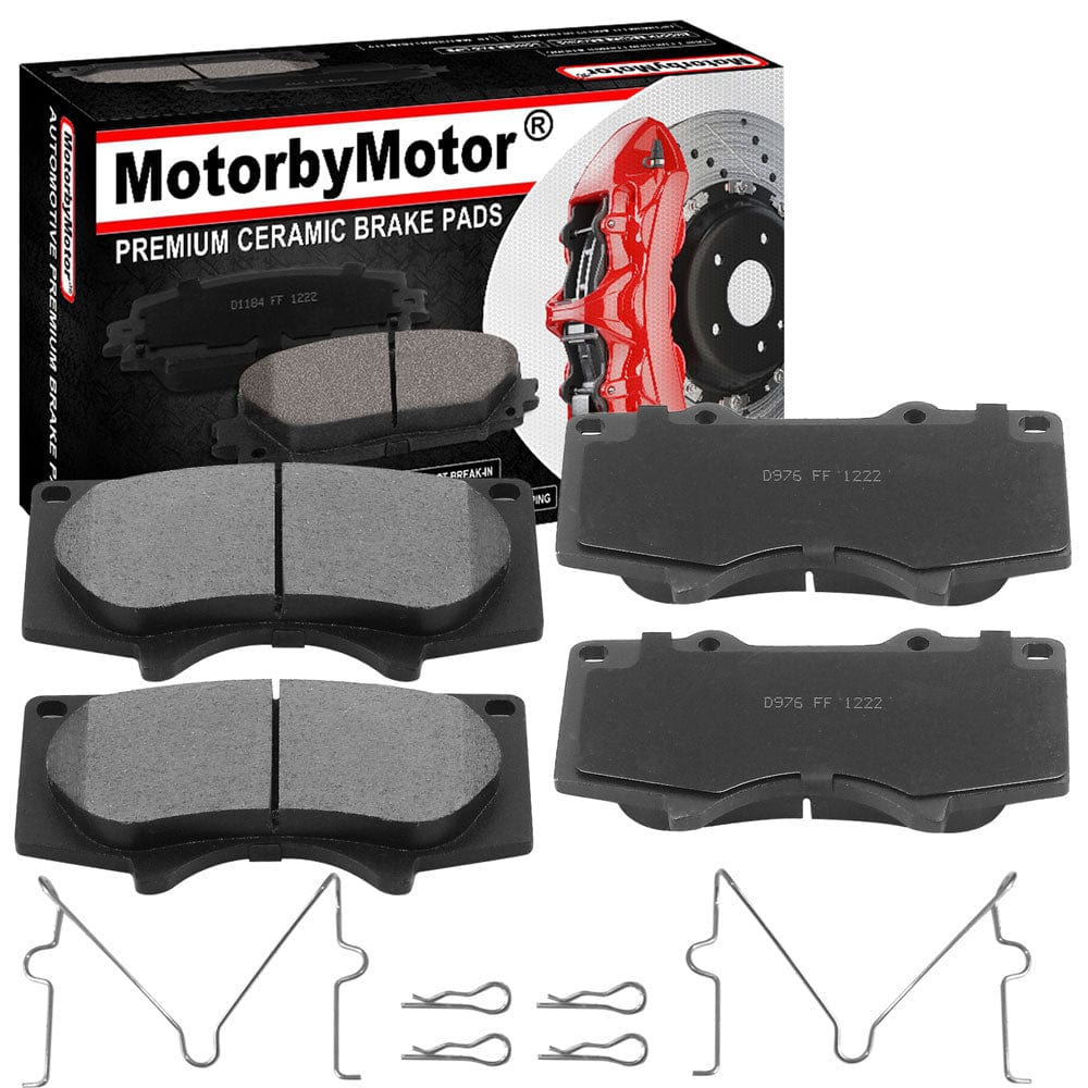 Front Ceramic Brake Pads w/Hardware Kits for Lexus GX460 GX470, Toyota 4Runner Sequoia Tacoma Tundra, Mitsubishi Montero