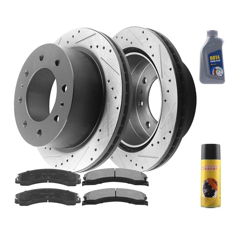 360mm Rear E-Coating Rotors + Pads For Chevy Silverado Suburban 2500HD 3500HD