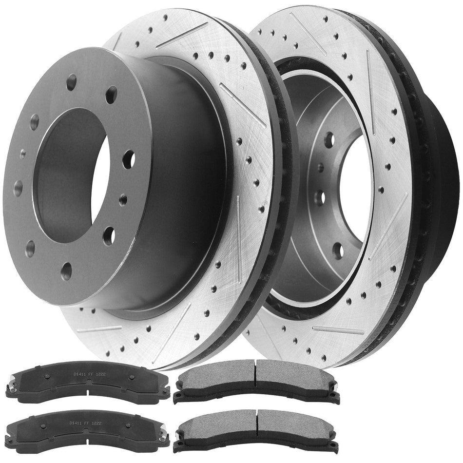 360mm Rear E-Coating Rotors + Pads For Chevy Silverado Suburban 2500HD 3500HD