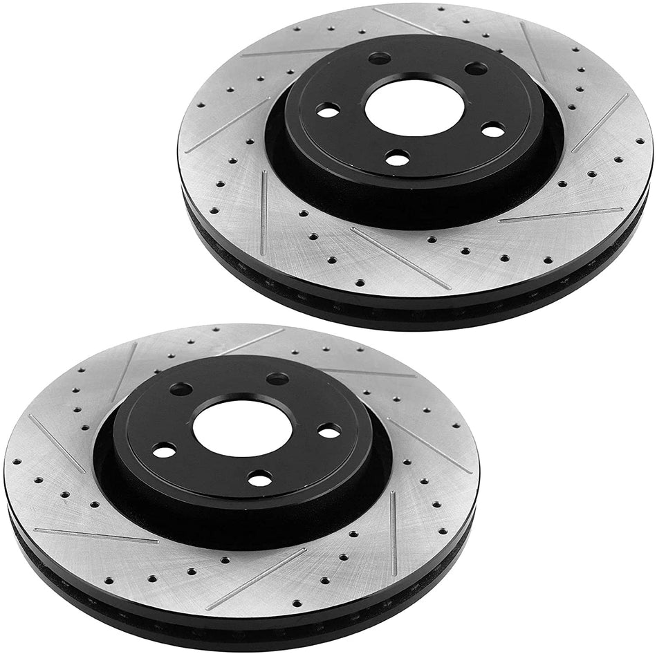MotorbyMotor Front Brake Rotors 297mm Drilled & Slotted Brake Rotor Compatible with Chevy Uplander Buick Allure Lacrosse, Pontiac Grand Prix Montana, Saturn Relay