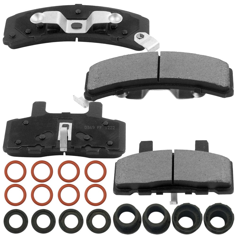 Front Ceramic Brake Pads w/Hardware Kits Fits for Cadillac 60 Special Commercial Chassis Deville Escalade Fleetwood Dust Brake Pad-4 Pack