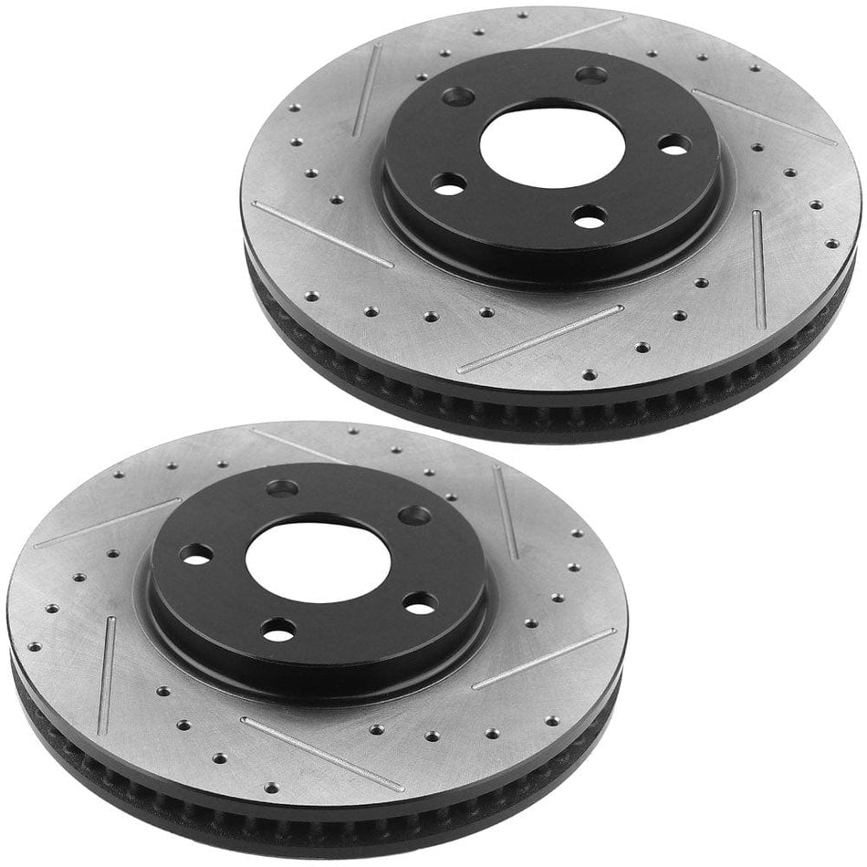 Front Drilled & Slotted Brake Rotors Compatible with Buick Cadillac Oldsmobile Pontiac Chevy -11.92" (303mm) 5 Lugs