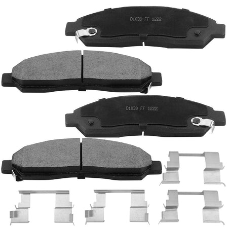 Front Ceramic Brake Pads w/Hardware Kits Fits Chevrolet Colorado, GMC Canyon, Isuzu I-280 I-290 I-350 I-370 (All Models)-Ceramic Low Dust Brake Pad-4 Pack