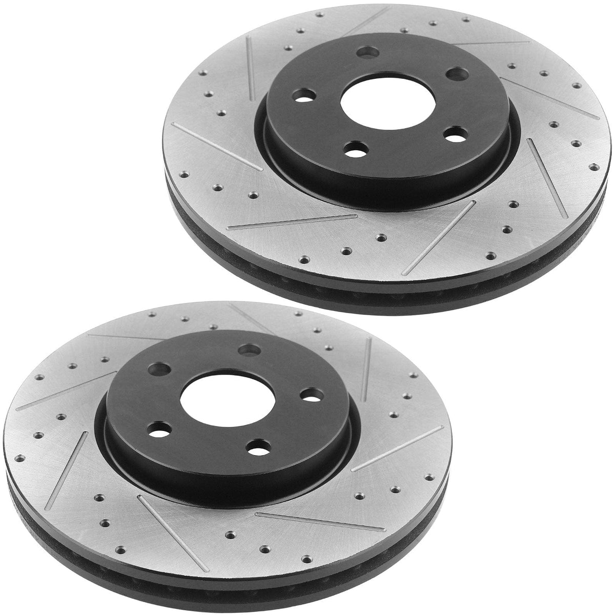 Front Drilled & Slotted Disc Brake Rotors w/Ceramic Pads w/Cleaner & Fluid Fits for 2009-2012 Chevy Colorado, 2009-2012 GMC Canyon