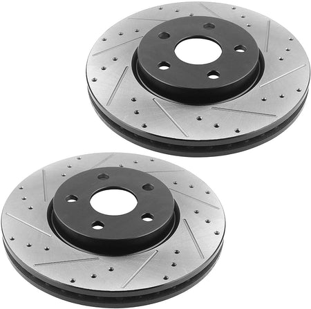 Rear Drilled & Slotted Disc Brake Rotors w/Ceramic Pads Fits for 2010-2017 Chevy Equinox, 2010-2017 GMC Terrain