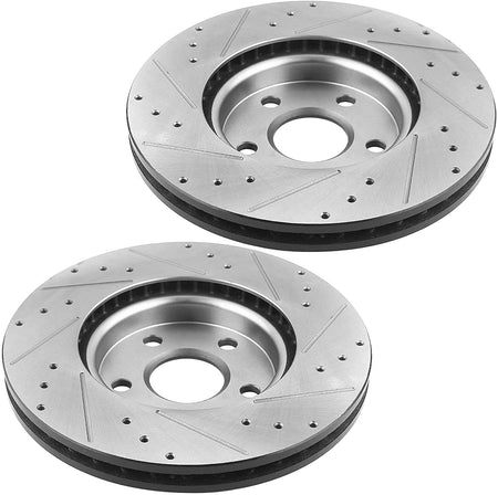 MotorbyMotor Rear Brake Rotors 303mm Drilled & Slotted Design Brake Rotor & Brake Pad kit Including CLEANER DOT4 FLUID Fits for Chevrolet Equinox 2010-2017, GMC Terrain 2010-2017