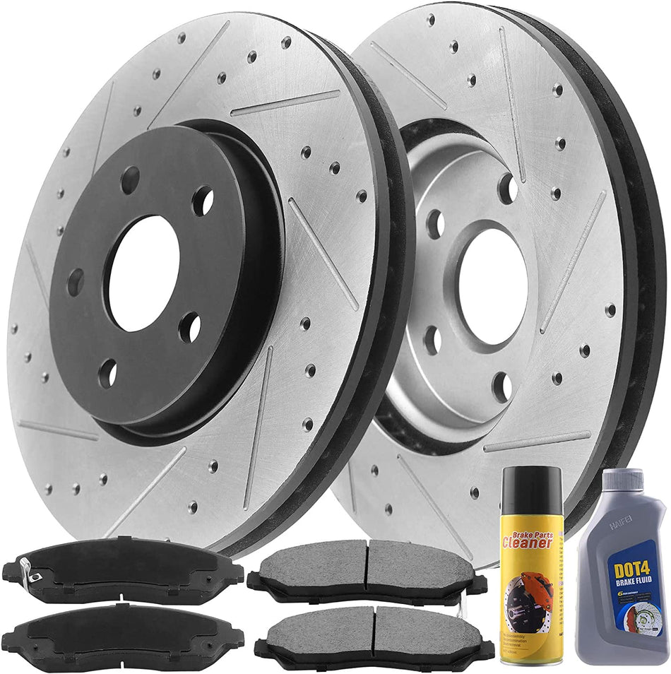 Front E-Coating Brakes Rotors + Brake Pad For Buick Lucerne Impala Monte Carlo