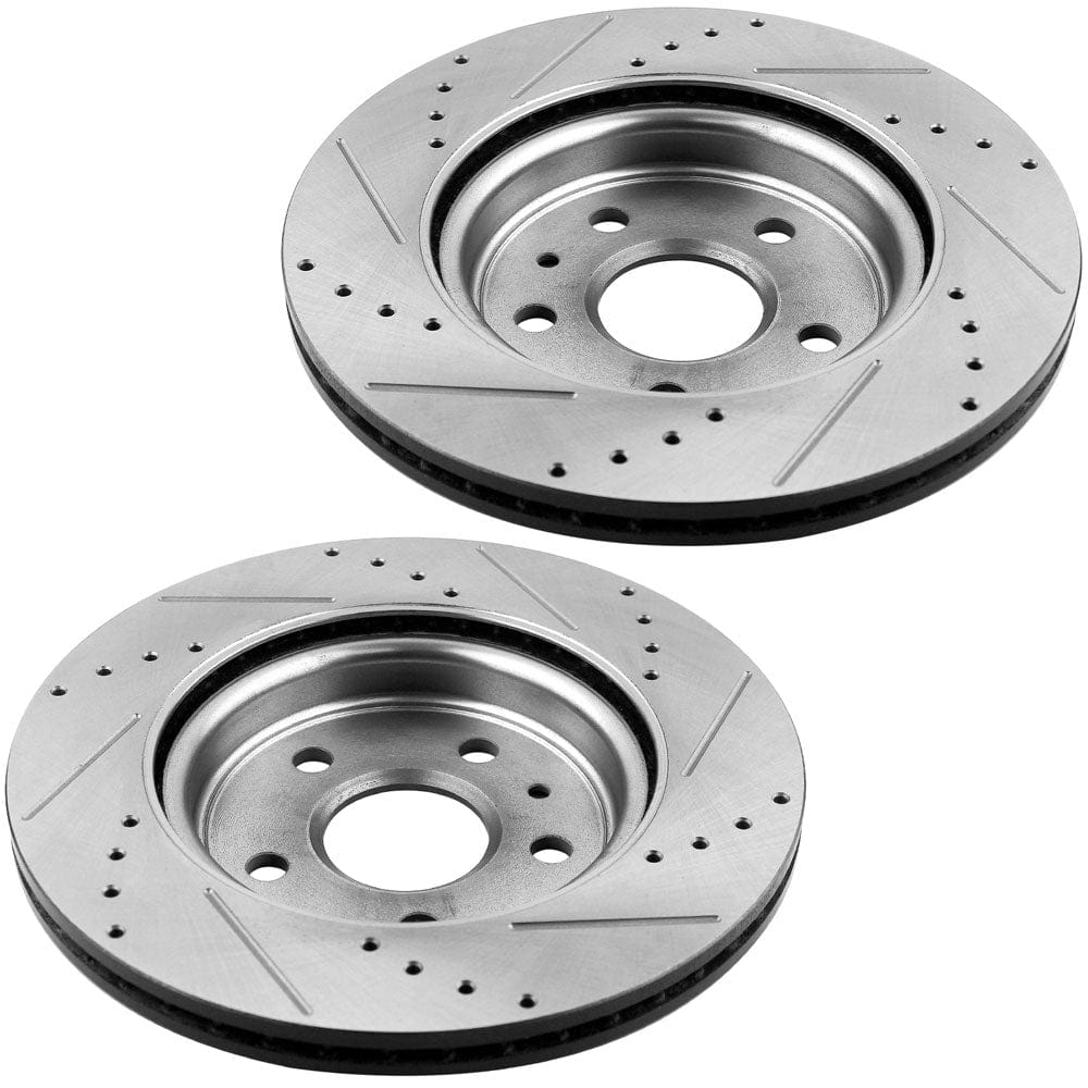 MotorbyMotor-Rear Drilled and Slotted Brake Rotors w/Ceramic Brake Pads Fits for Buick Allure LaCrosse Regal, Cadillac XTS, Chevrolet Impala Malibu Limited, Saab 9-5