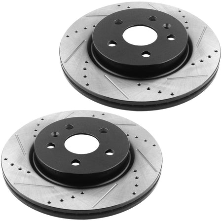 MotorbyMotor-Rear Drilled and Slotted Brake Rotors w/Ceramic Brake Pads Fits for Buick Allure LaCrosse Regal, Cadillac XTS, Chevrolet Impala Malibu Limited, Saab 9-5