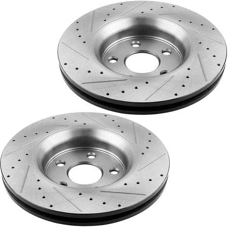 MotorbyMotor Rear Brake Rotors 270mm Drilled & Slotted Brake Rotor & Brake Pad Fits for Chevrolet Cobalt HHR Malibu, Pontiac G5 G6, Saturn Aura Ion