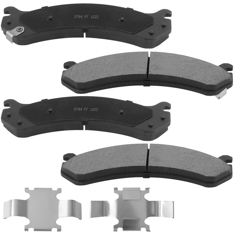 Front Ceramic Brake Pads w/Hardware Kits Fits for GMC Savana 2500 3500 4500, GMC Sierra 1500 2500 3500 HD Yukon XL Ceramic Low Dust Brake Pad (All Models)-4 Pack