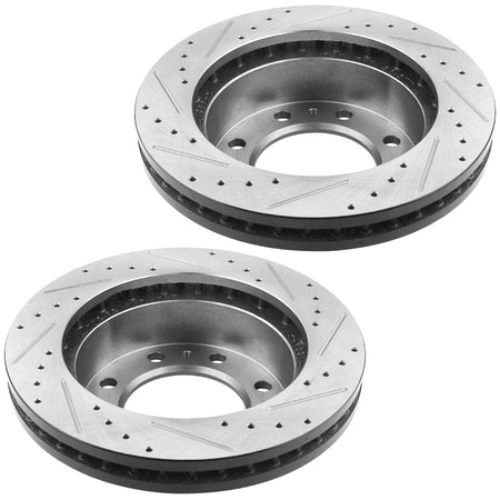 Front Slotted Drilled Brake Rotors w/Ceramic Brake Pads + Cleaner & Fluid Fit Chevy Silverado, GMC Sierra 2500 HD,Chevrolet Avalanche 2500 Vented Disc Brake Rotor Pads,8 Lugs Count-55062