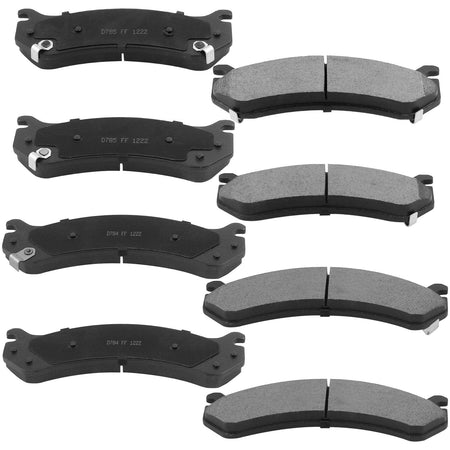 Front & Rear Disc Brake Rotors + Ceramic Brake Pads + Cleaner & Fluid for Chevy Avalanche Silverado 2500 3500, GMC Sierra 2500 3500, 8 Lugs-55055 55072