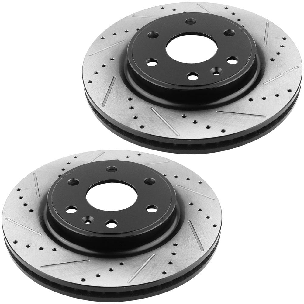 Front Drilled & Slotted Disc Brake Rotors + Ceramic Pads Fits for 08-17 Buick Enclave, 09-17 Chevy Traverse, 07-17 GMC Acadia, 07-10 Saturn Outlook