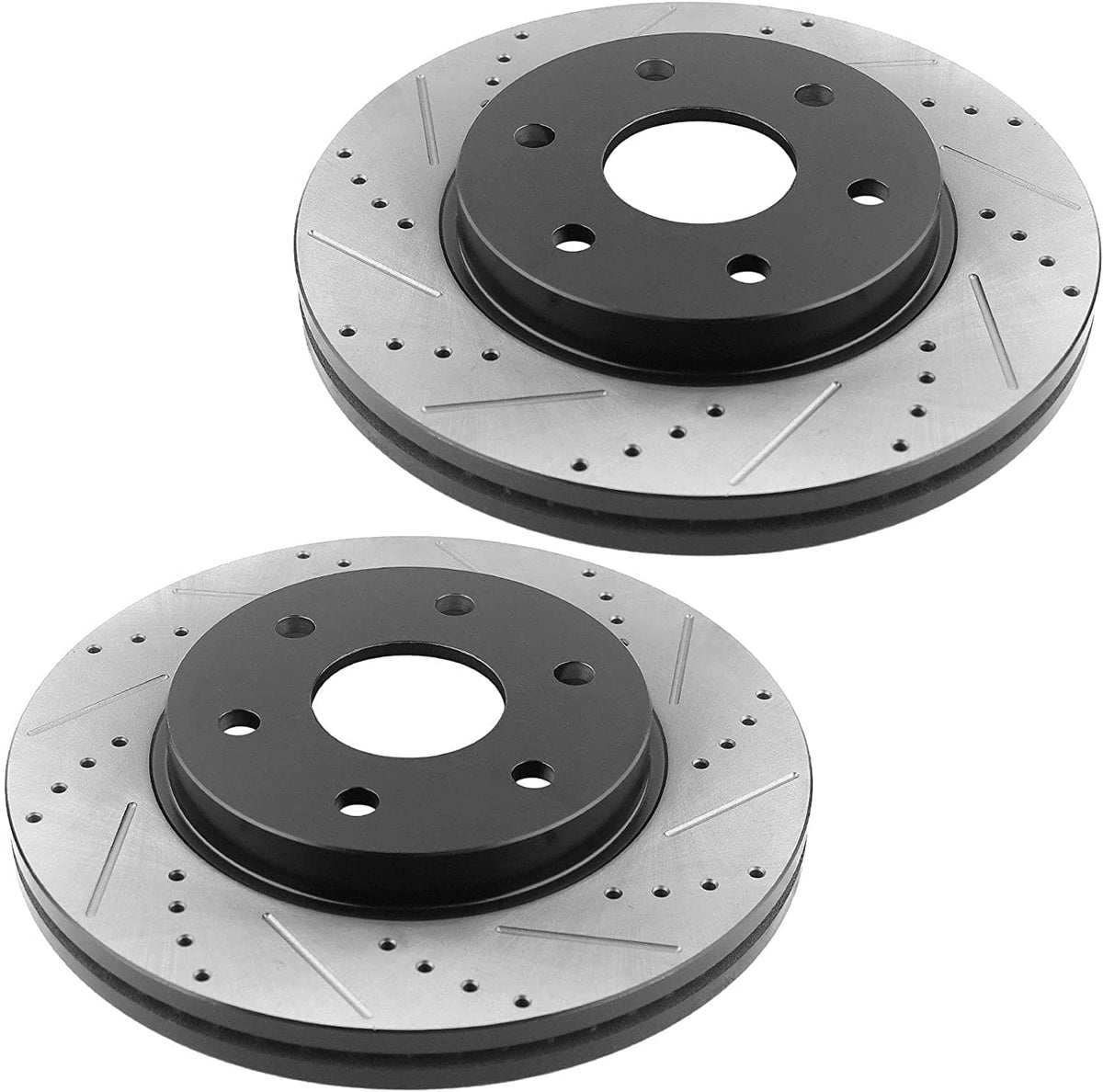 Rear Drilled & Slotted Disc Brake Rotors w/Ceramic Pads w/Cleaner & Fluid Fits for 08-13 Buick Enclave, 09-14 Chevy Traverse, 07-14 GMC Acadia, 07-09 Saturn Outlook