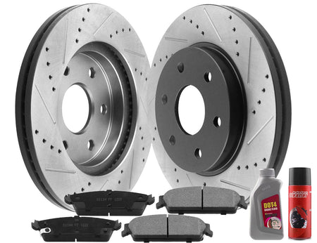 Rear Black Brake Rotors & Brake Pads For Chevy GMC Silverado Sierra 1500 Tahoe