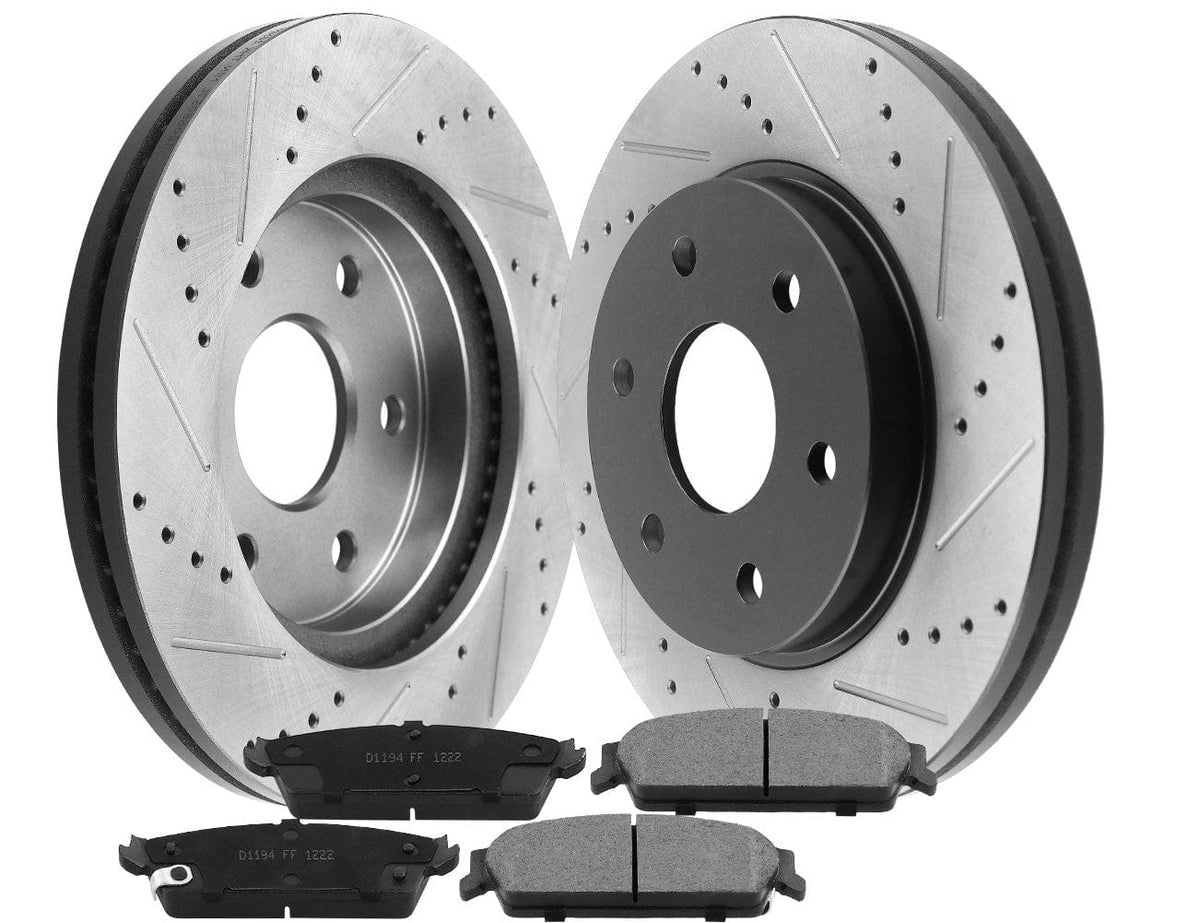 Rear Black Brake Rotors & Brake Pads For Chevy GMC Silverado Sierra 1500 Tahoe