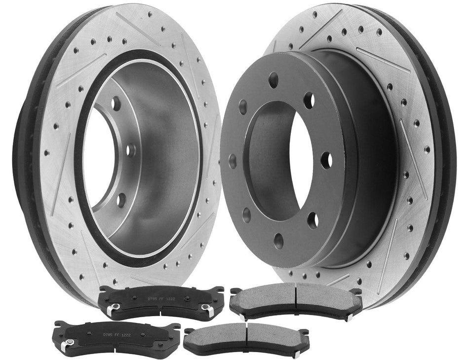 Rear Brake Rotors & Brake Pads for Chevy Silverado Suburan GMC Sierra 2500 3500