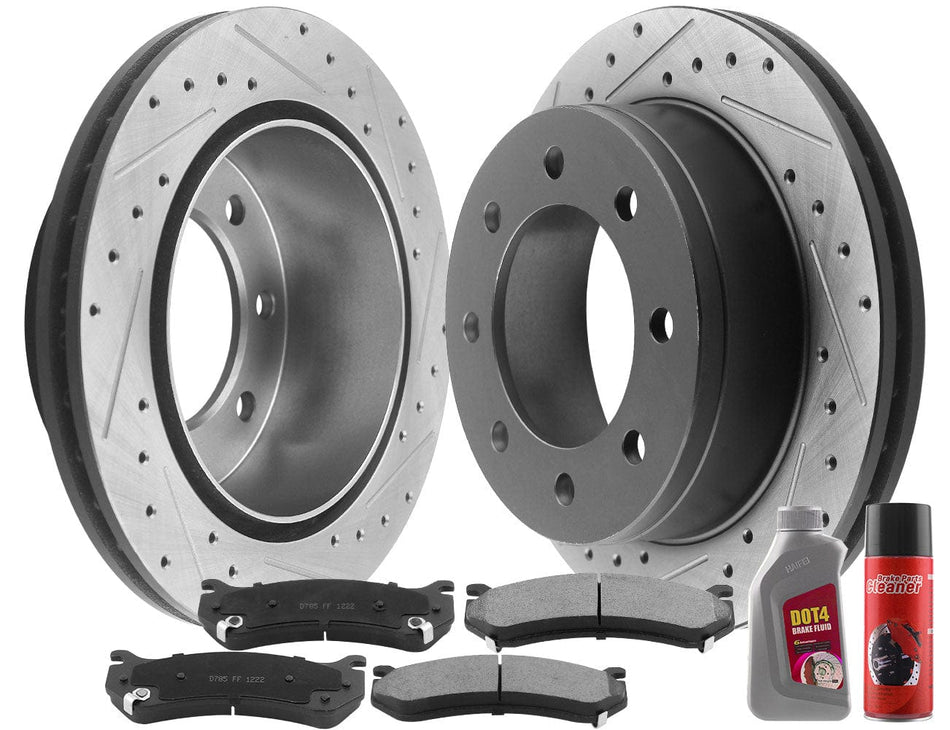 Rear Brake Rotors & Brake Pads for Chevy Silverado Suburan GMC Sierra 2500 3500