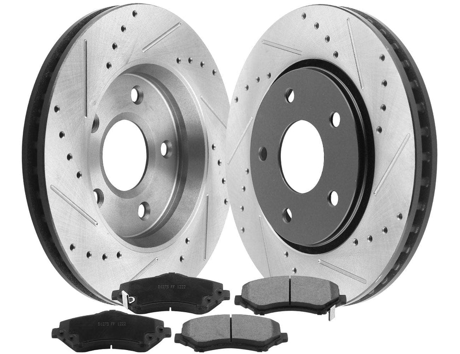 Front Disc Brake Rotors + Ceramic Pads For Chrysler Town & Country Grand Caravan