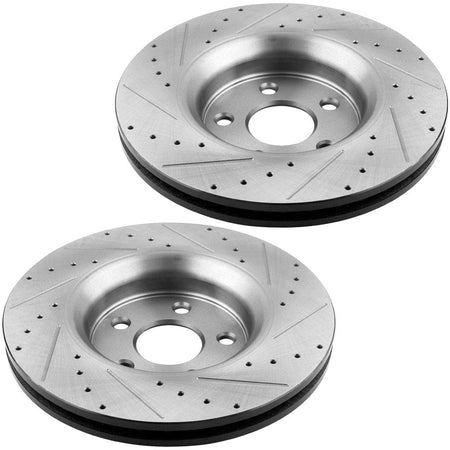 Front Disc Brake Rotors Kit w/Ceramic Brake Pads + Cleaner & Fluid Fit Dodge Durango/Jeep Grand Cherokee (V8 5.7L w/Heavy Duty Brake Kit Only)