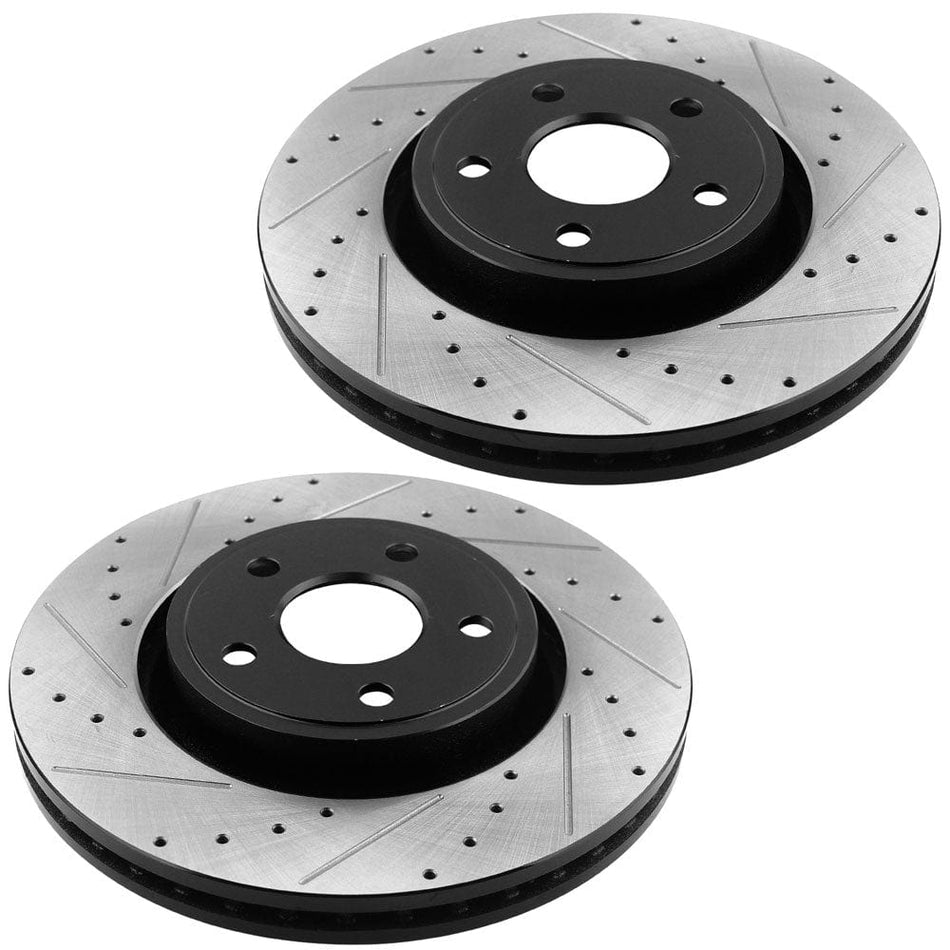 MotorbyMotor Front Brake Rotors & Brake Pad Kit 350mm Drilled & Slotted Design Fits for Jeep Grand Cherokee 2011-2017 (Exclude SRT Model or 6.2L /6.4L), Dodge Durango 2011-2017 (5.7 Only)