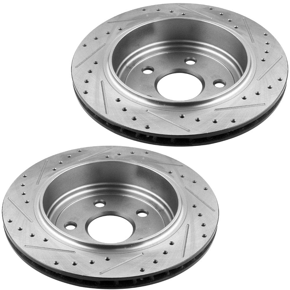 Motorbymotor Rear Brake Rotors 350mm Drilled & Slotted Design Brake Rotor & Brake Pad kit Fits for Jeep Grand Cherokee,Dodge Durango