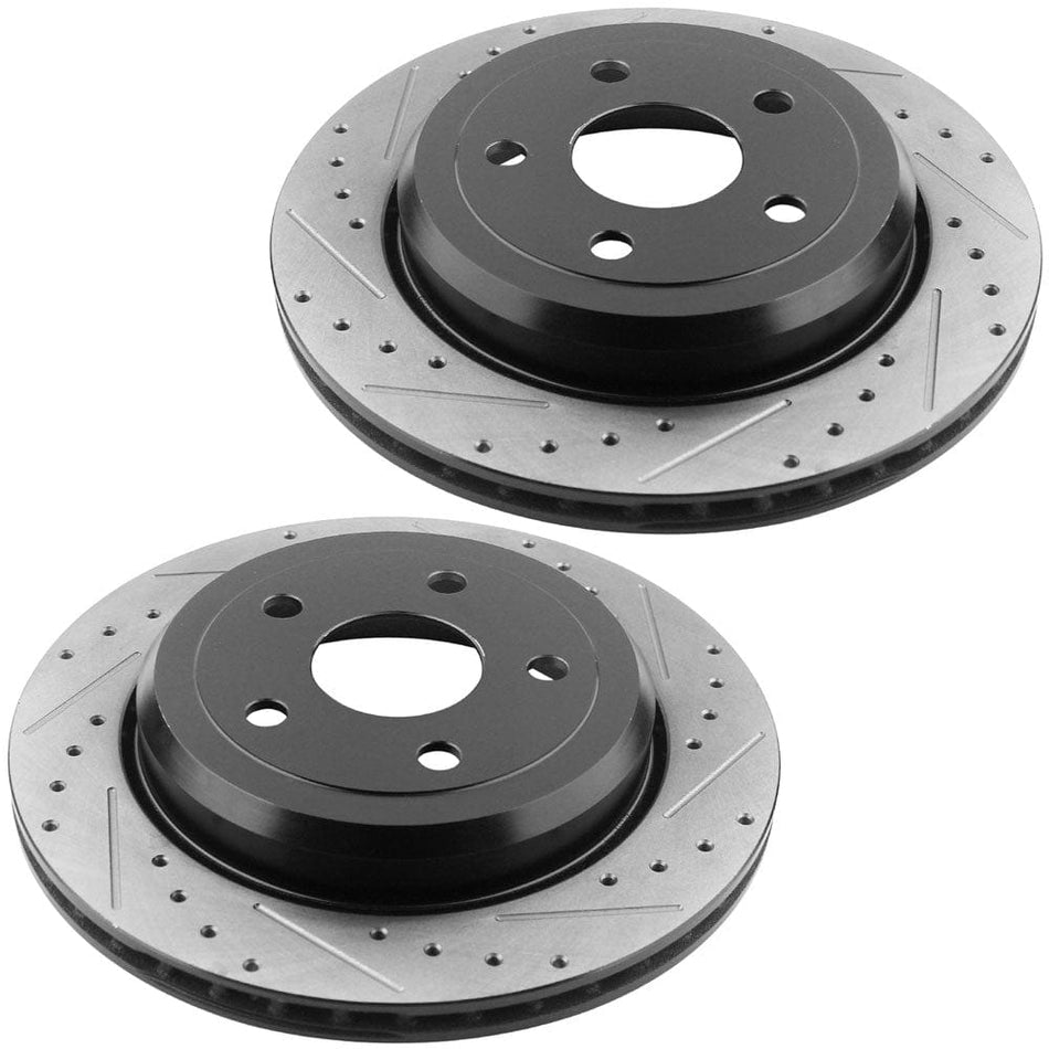 Motorbymotor Rear Brake Rotors 350mm Drilled & Slotted Design Brake Rotor & Brake Pad kit Fits for Jeep Grand Cherokee,Dodge Durango