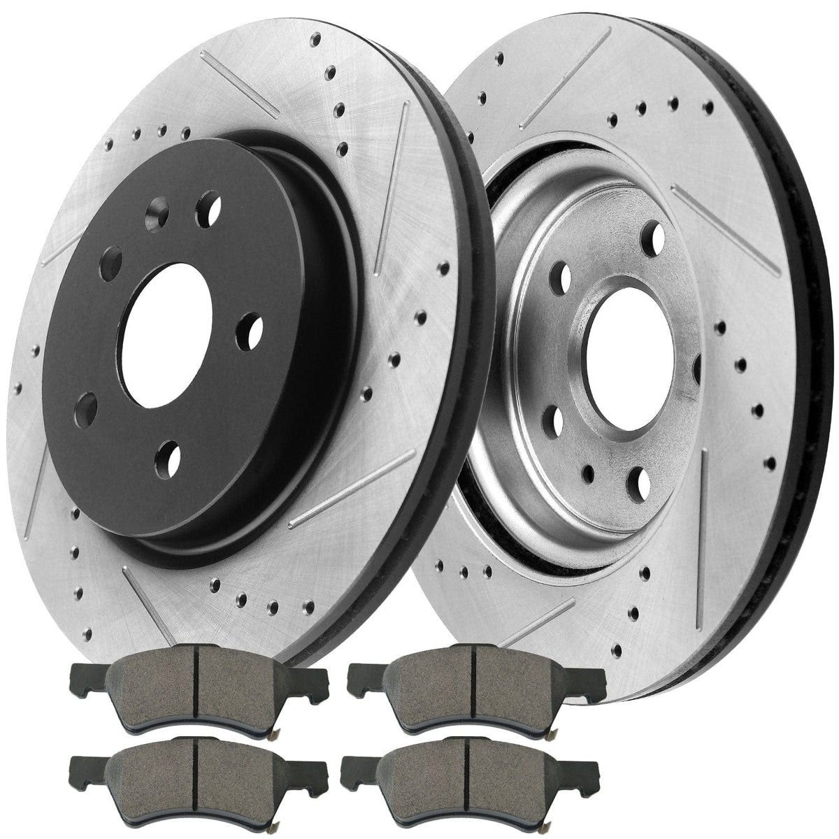 Motorbymotor Front Brake Rotors 281mm Drilled & Slotted Brake Rotor & Brake Pad kit Fits for Chrysler Town & Country, Dodge Caravan Grand Caravan 2001-2007
