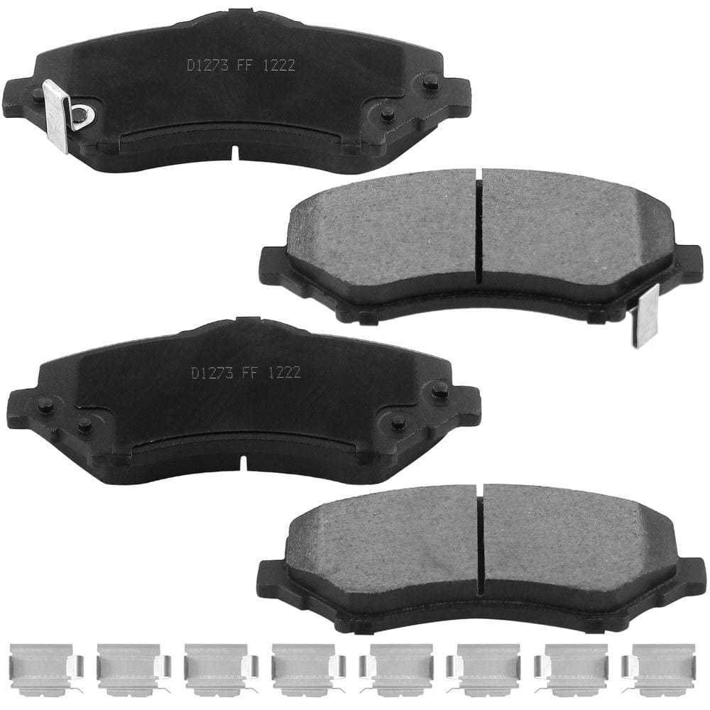 Front Ceramic Brake Pads w/Hardware Kits Fits for Jeep Liberty Wrangler JK, Chrysler Town & Country, Dodge Nitro Grand Caravan Journey, Ram Cargo Van, Volkswagen Routan-Low Dust Brake Pad-4 Pack