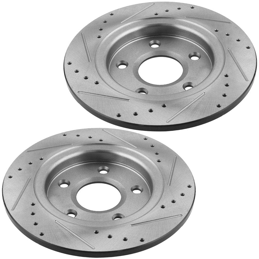 MotorbyMotor Rear Brake Rotors & Brake Pad Kit 305mm Drilled & Slotted Design Including CLEANER DOT4 FLUID Fits for Chrysler Town & Country, Dodge Grand Caravan Journey, Ram C/V, Volkswagen Routan